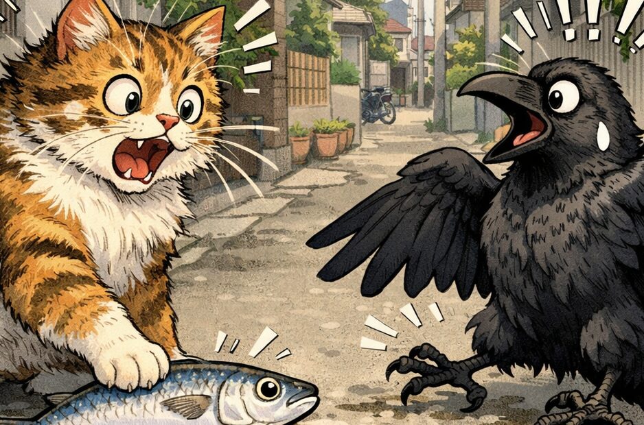 ゴミを荒らすカラス